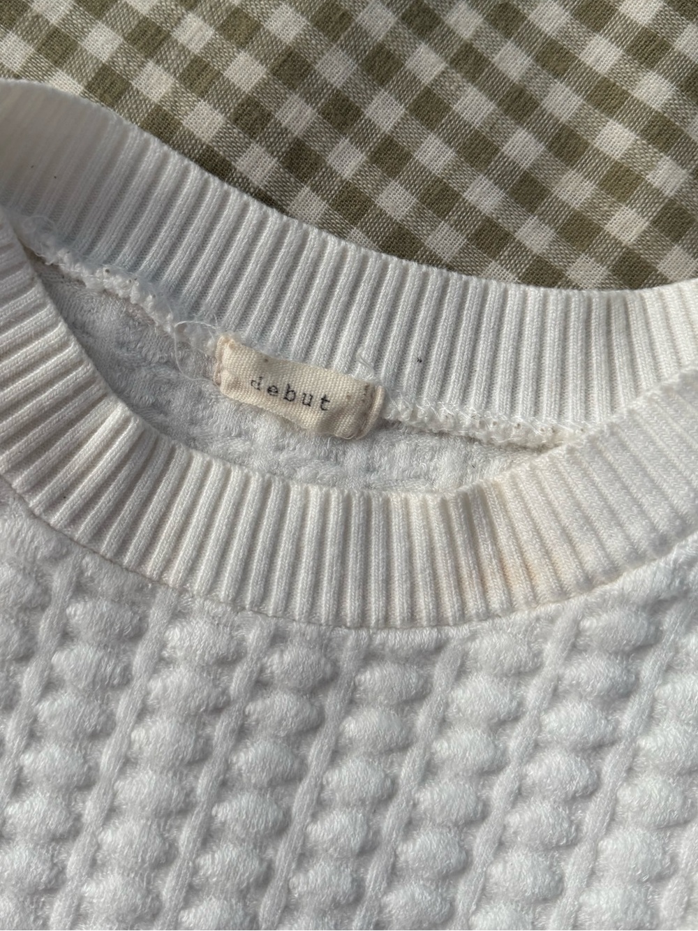 Debut White Textured Knit High Neck Cropped Tank - Picture 3 of 6